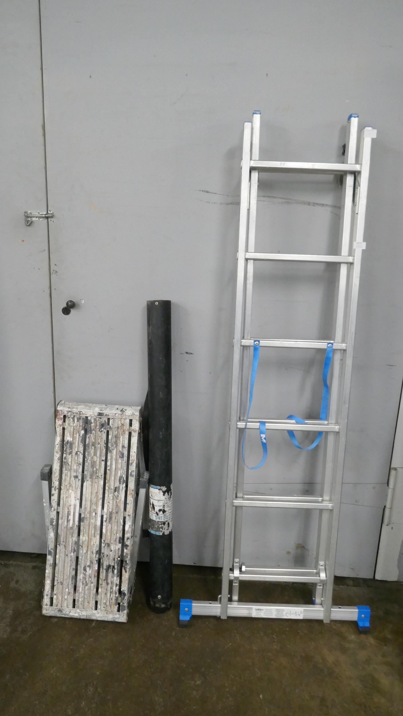 A 6-rung double extending Mac Allister ladder, a step and a set of ...
