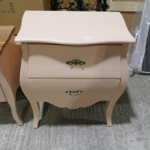 3270 - A pink 2 drawer chest and one other with contrast top (marked)