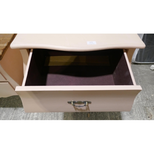 3270 - A pink 2 drawer chest and one other with contrast top (marked)