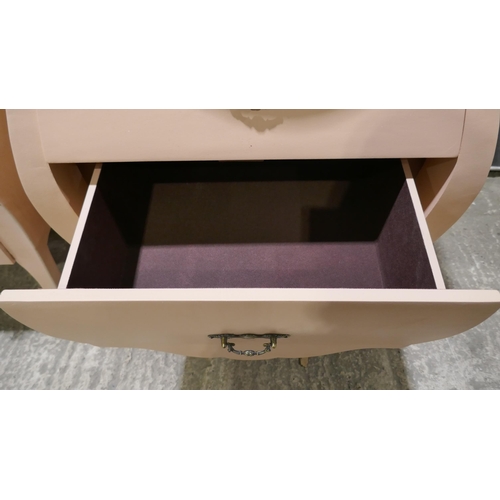 3270 - A pink 2 drawer chest and one other with contrast top (marked)
