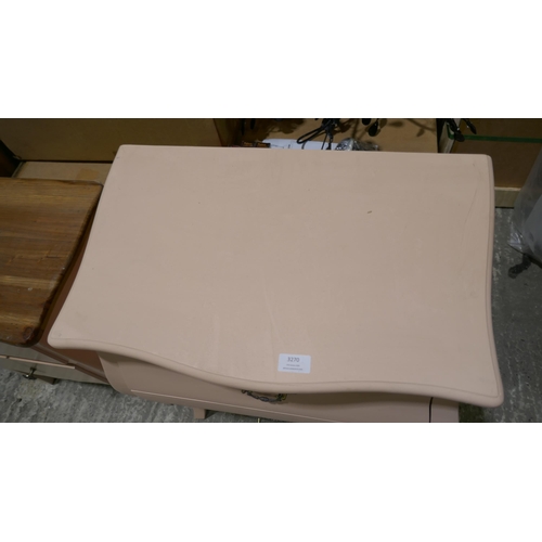 3270 - A pink 2 drawer chest and one other with contrast top (marked)