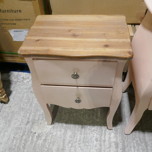 3270 - A pink 2 drawer chest and one other with contrast top (marked)