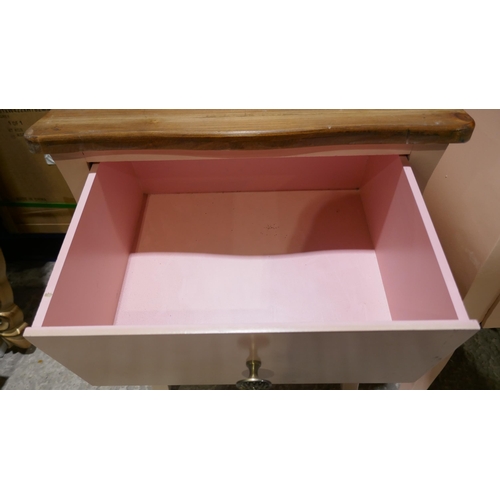 3270 - A pink 2 drawer chest and one other with contrast top (marked)