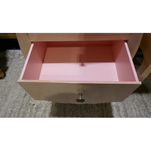 3270 - A pink 2 drawer chest and one other with contrast top (marked)