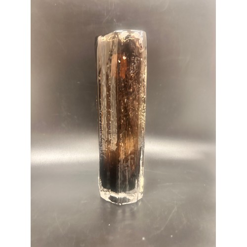 2030 - A Whitefriars glass cinnamon colour ‘cucumber’ vase, Geoffrey Baxter, 29cm