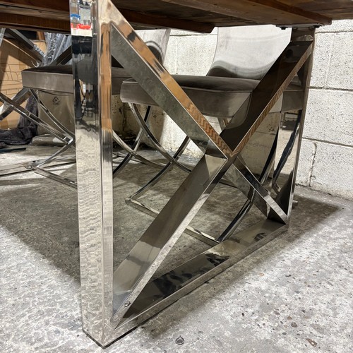 3073 - A Chennai 180cm X-frame dining table with glass *This lot is subject to VAT