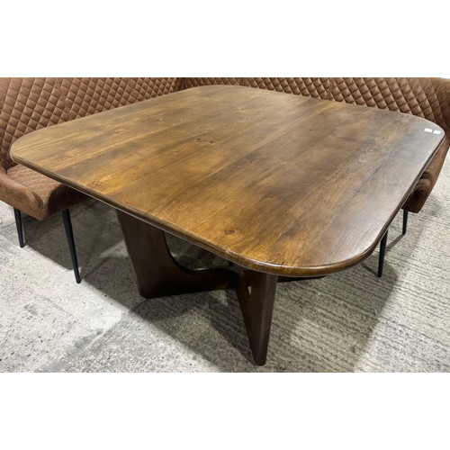 3078 - A dark mango wood square dining table *This lot is subject to VAT