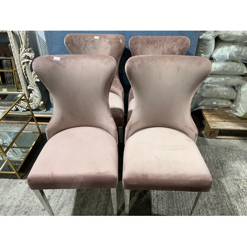 3079 - A set of four pink velvet Luna dining chairs  * This lot is subject to VAT
