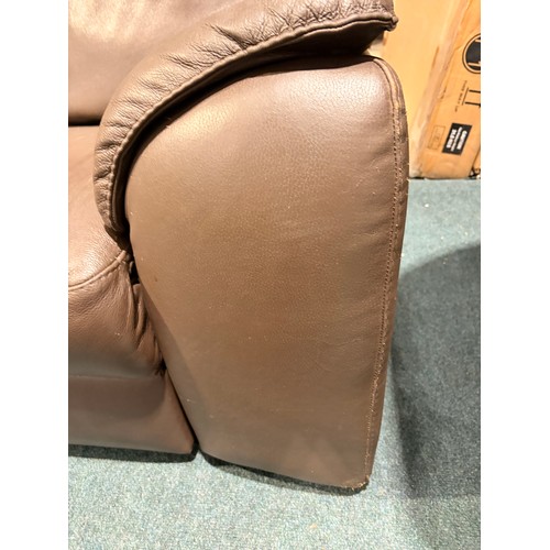 3090 - A Serena 2 seater brown reclining sofa with recline & ratchet headrest (damaged/worn), original RRP ... 