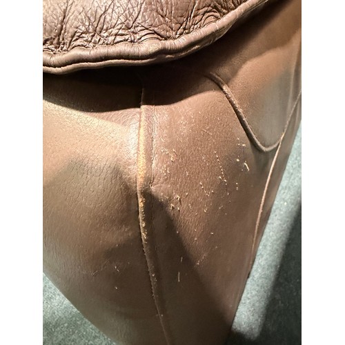 3090 - A Serena 2 seater brown reclining sofa with recline & ratchet headrest (damaged/worn), original RRP ... 