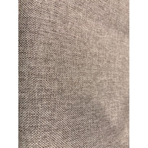 3086 - An oak oval dining table with six oak and grey fabric dining chairs