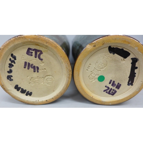 2009 - A pair of Royal Doulton stoneware vases, Emily Welch, 26cm