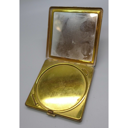 2015 - Two silver plate hip flasks, a compact, hand warmer, trinket box, etc.