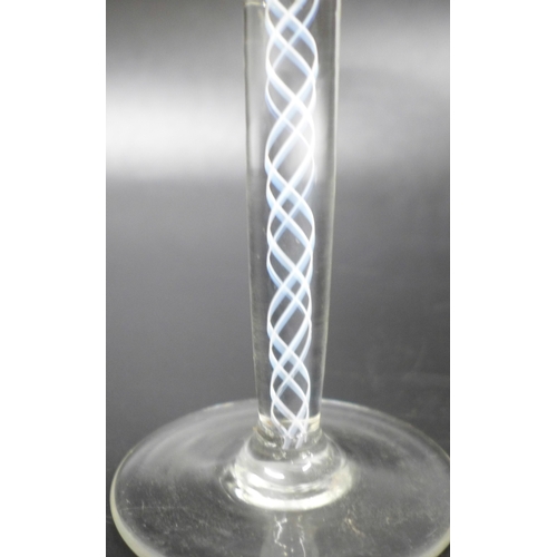 2027 - An air twist stemmed drinking glass with etched detail