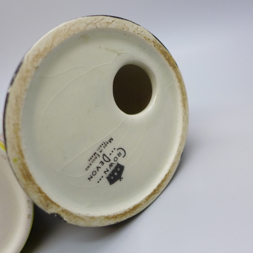 2036 - Three Art Deco style conical sugar shakers, including one Wedgwood Clarice Cliff Centenary and one C... 