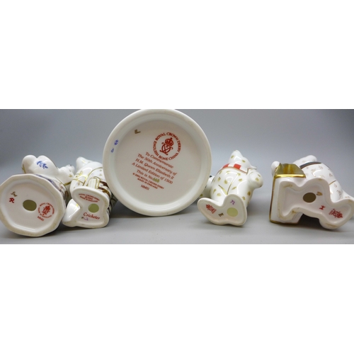 2039 - A collection of Royal Crown Derby, to include four paperweight Teddy bear figures, footballer, cook,... 