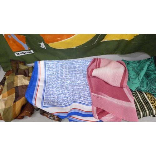 2050 - A collection of vintage scarves including Jacqmar, Oscar, Sitmar Cruises and silk examples