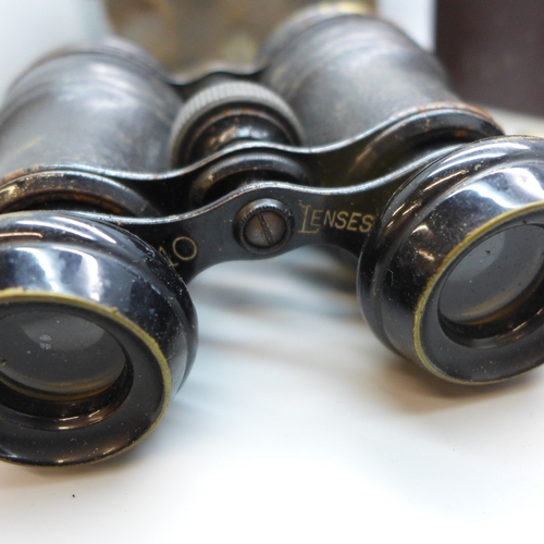 2052 - An Agfa camera, a pair of binoculars, a hip flask and a lighter  *This lot is not available for pack... 