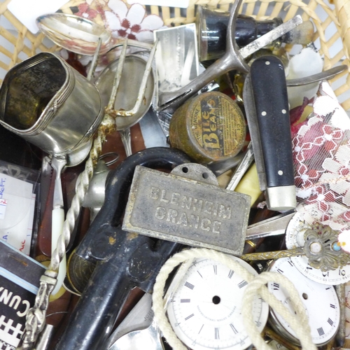 2058 - Assorted items, Parker pen, silver plate, lighters, knife, watch movements, etc.,  *This lot is not ... 
