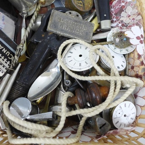 2058 - Assorted items, Parker pen, silver plate, lighters, knife, watch movements, etc.,  *This lot is not ... 