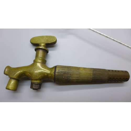 2059 - A boxed Standard Saccharometer, other hydrometers and a brass barrel tap