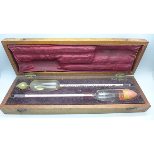2059 - A boxed Standard Saccharometer, other hydrometers and a brass barrel tap