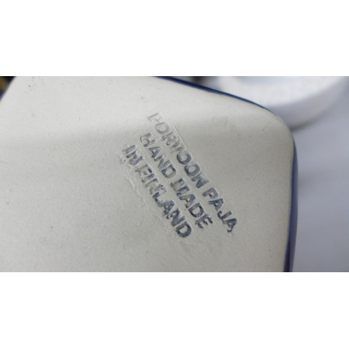 2060 - Studio pottery including Judith Palmer, a Bretby vase, an Irish urn, a Wade jumbo tortoise and a cir... 