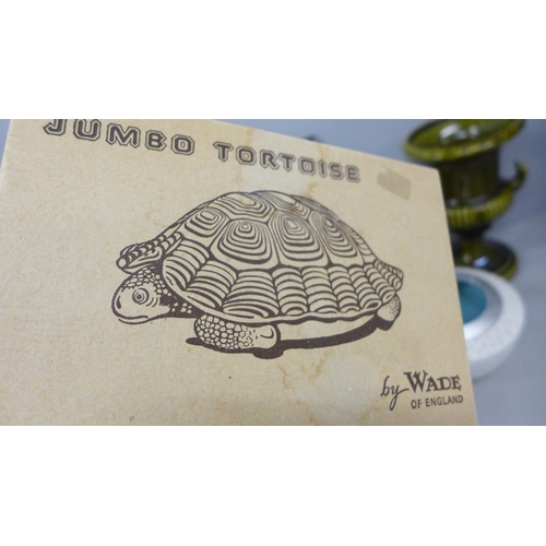 2060 - Studio pottery including Judith Palmer, a Bretby vase, an Irish urn, a Wade jumbo tortoise and a cir... 