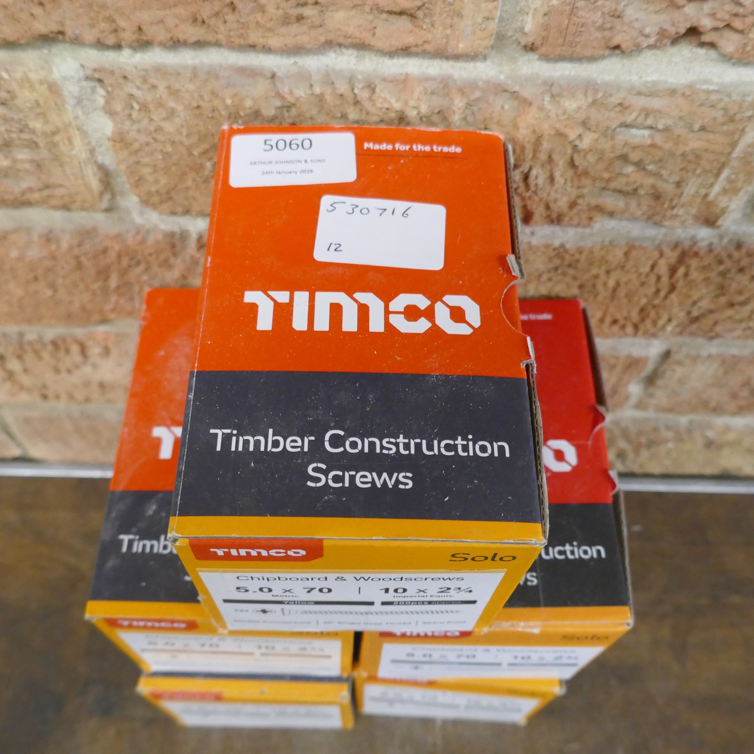 5 boxes of Timco 5.0 x 70 zinc solo chipboard and wood screws