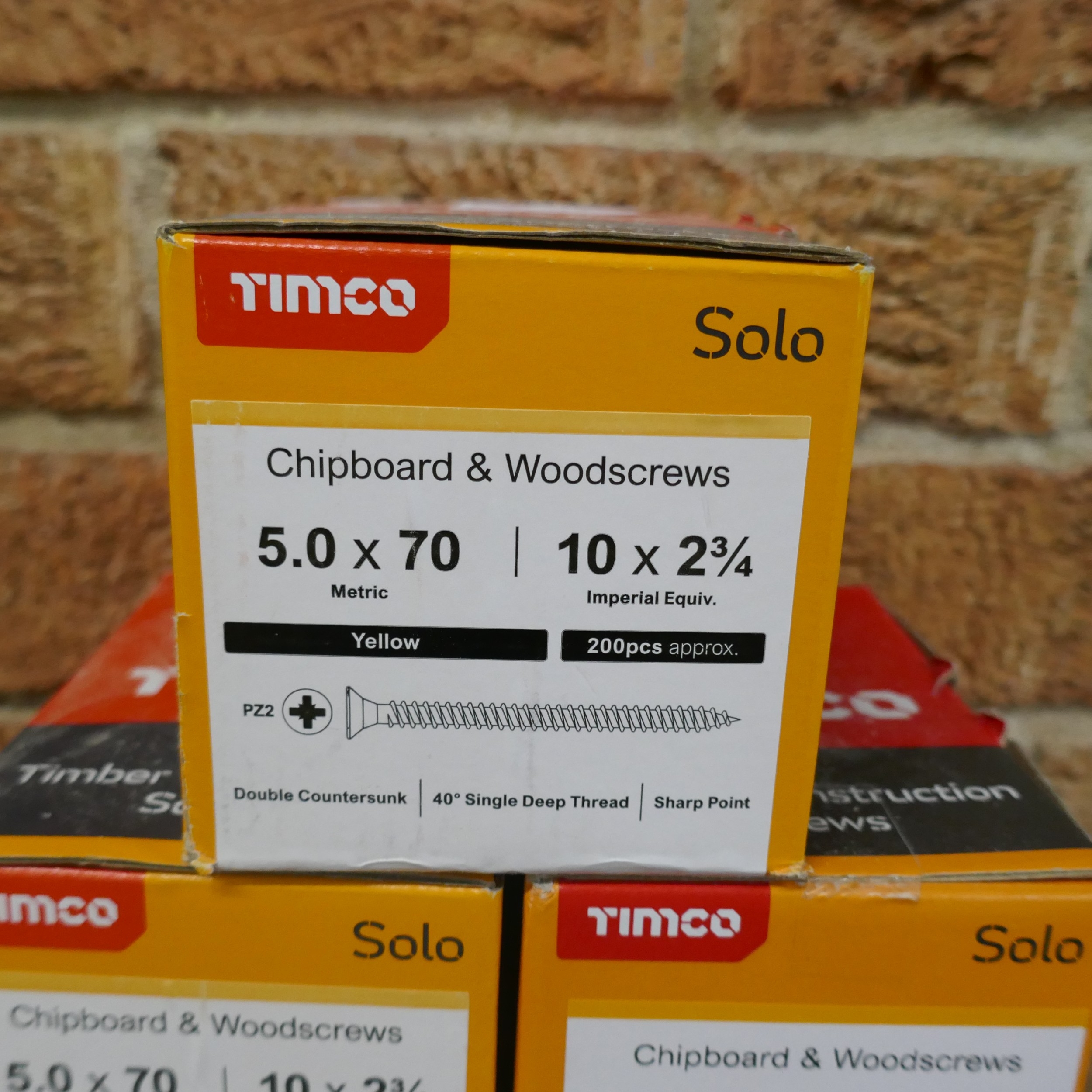 5 boxes of Timco 5.0 x 70 zinc solo chipboard and wood screws