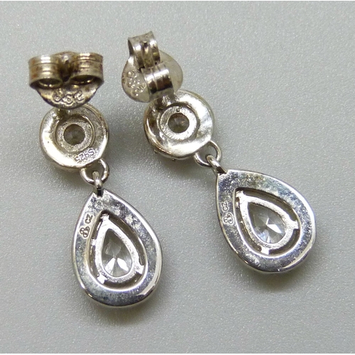 7137 - A pair of silver and cubic zirconia cluster earrings, 1.7cm