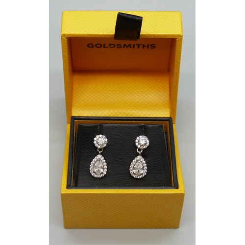 7137 - A pair of silver and cubic zirconia cluster earrings, 1.7cm