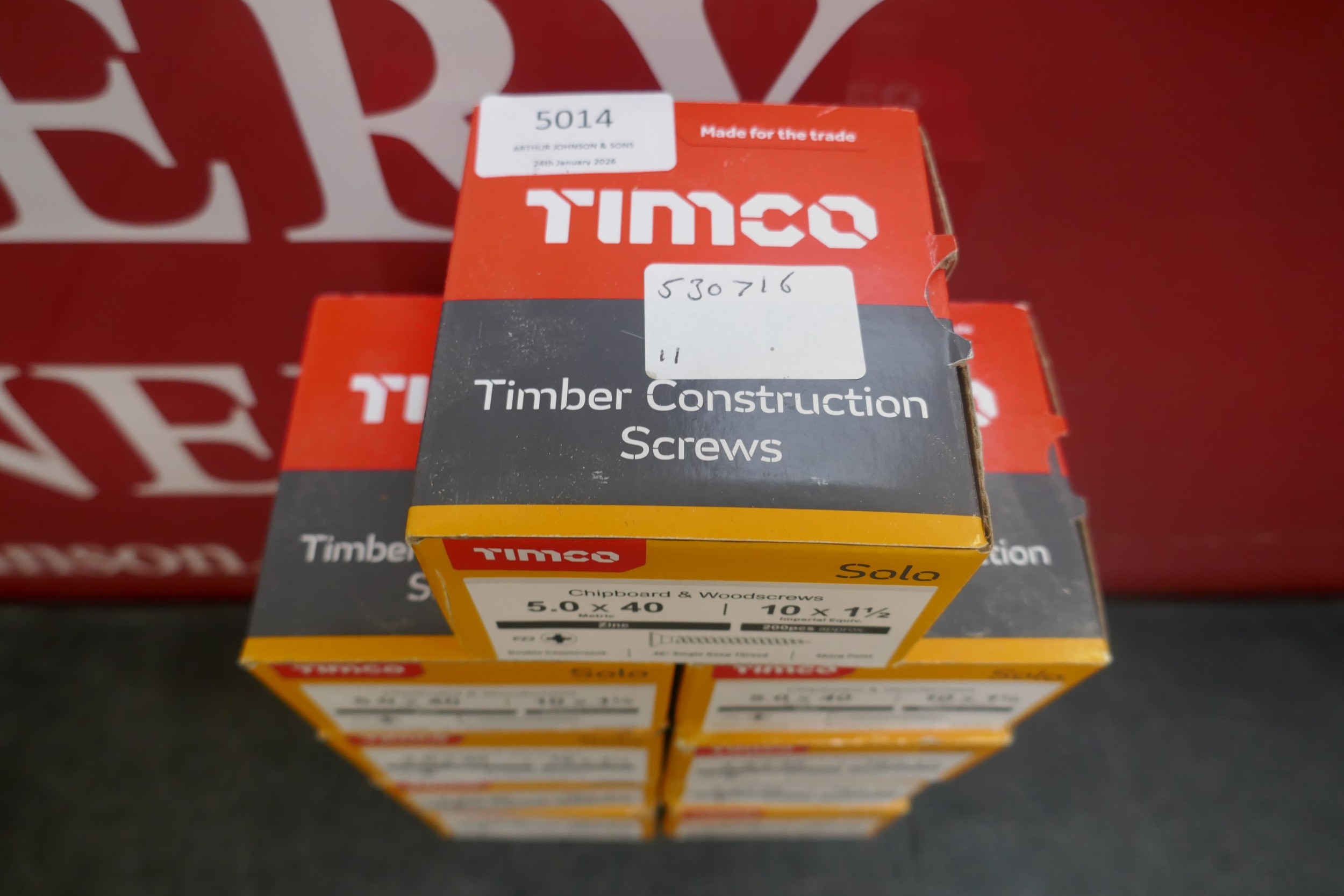 9 boxes of Timco 5.0 x 40 zinc solo chipboard and wood screws