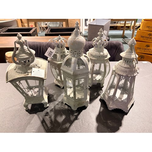 3083 - Five grey rustic style lanterns