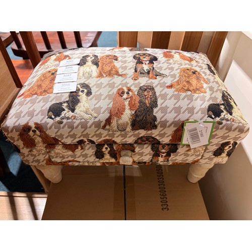 3097 - A small dog patterned footstool with a drawer (Unchecked)