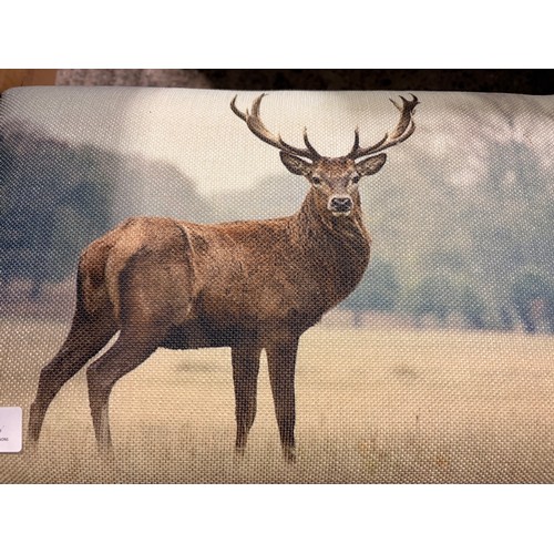 3107 - A small stag print footstool
