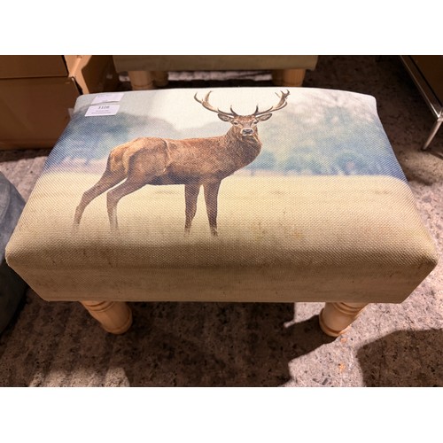 3108 - A small stag print footstool (fabric requires attention)