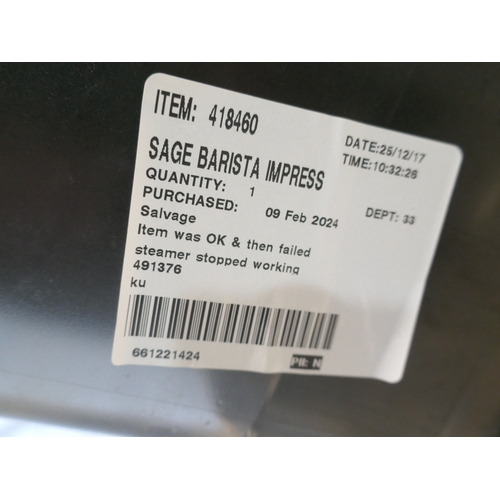 6008 - A Sage Barista Impress coffee machine, original RRP £539.99 + VAT (377-199) *This lot is subject to ... 