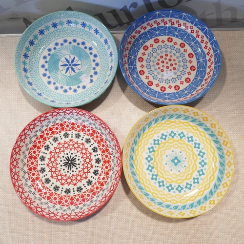 6020 - A four piece colourful stoneware serve bowls set (Crack to blue bowl)  (376-55) *This lot is subject... 