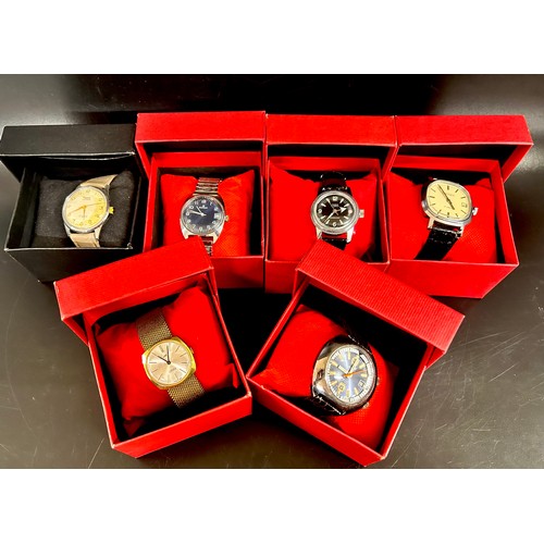 A collection of six gentleman's watches in boxes including Sekonda ...