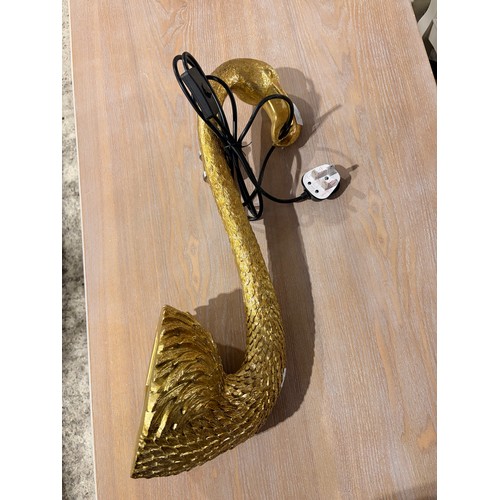 3008 - A gold wall mounted flamingo lamp (missing wall fixing)