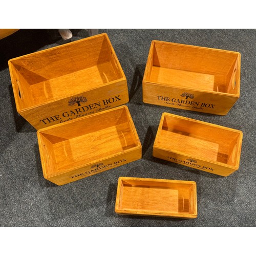 3098 - A set of 5 graduating 'garden' storage boxes