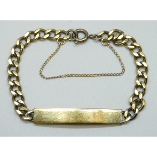 7087 - A gold plated silver ID bracelet, 18g, 20cm