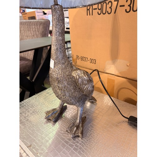 3055 - A silver effect goose table lamp