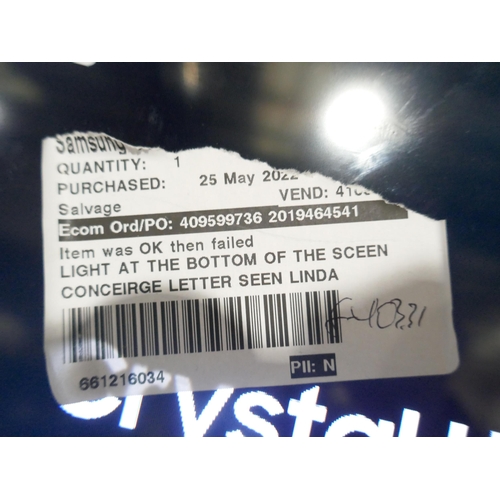 6219 - A Samsung 65” Crystal UHD 4K television with remotes - model no - 65AU9000 (Frame damage/mark on scr... 