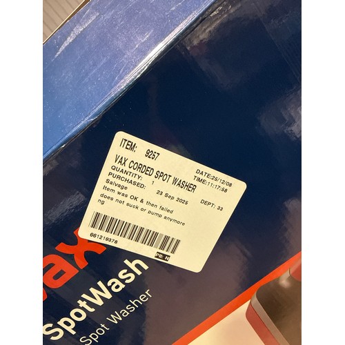6113 - A Vax corded spot washer (377-119) *This lot is subject to VAT