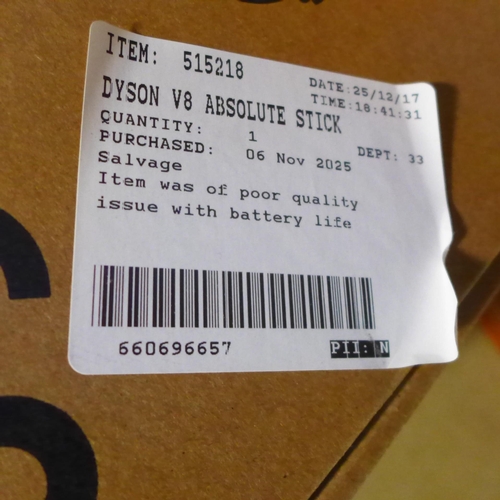 6193 - A Dyson V8 Absolute stick vacuum cleaner with charger, original RRP £324.99 + VAT (378-426) *This lo... 