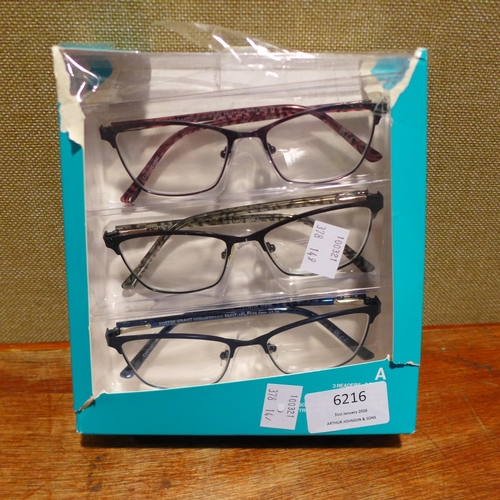 6216 - A Babyliss Italian hair dryer and three FGX reading glasses, (378-145) *This lot is subject to VAT