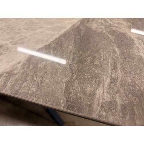 3276 - A Landan grey ceramic dining table with iron legs (damaged table top) * This lot is subject to VAT