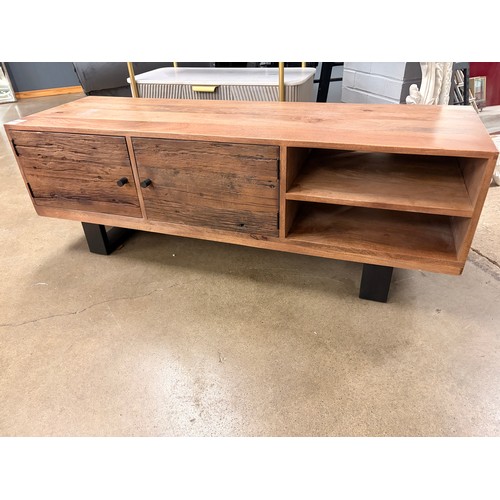 3280 - A Noir reclaimed railway sleeper wood two door TV cabinet   * This lot is subject to VAT